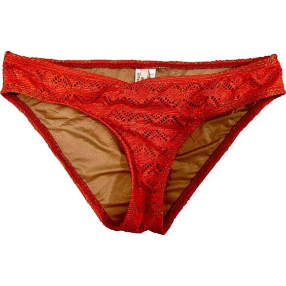 Ella Moss Orange Crochet Bikini Bottom Small Boho Hipster Swim - Picture 3 of 7